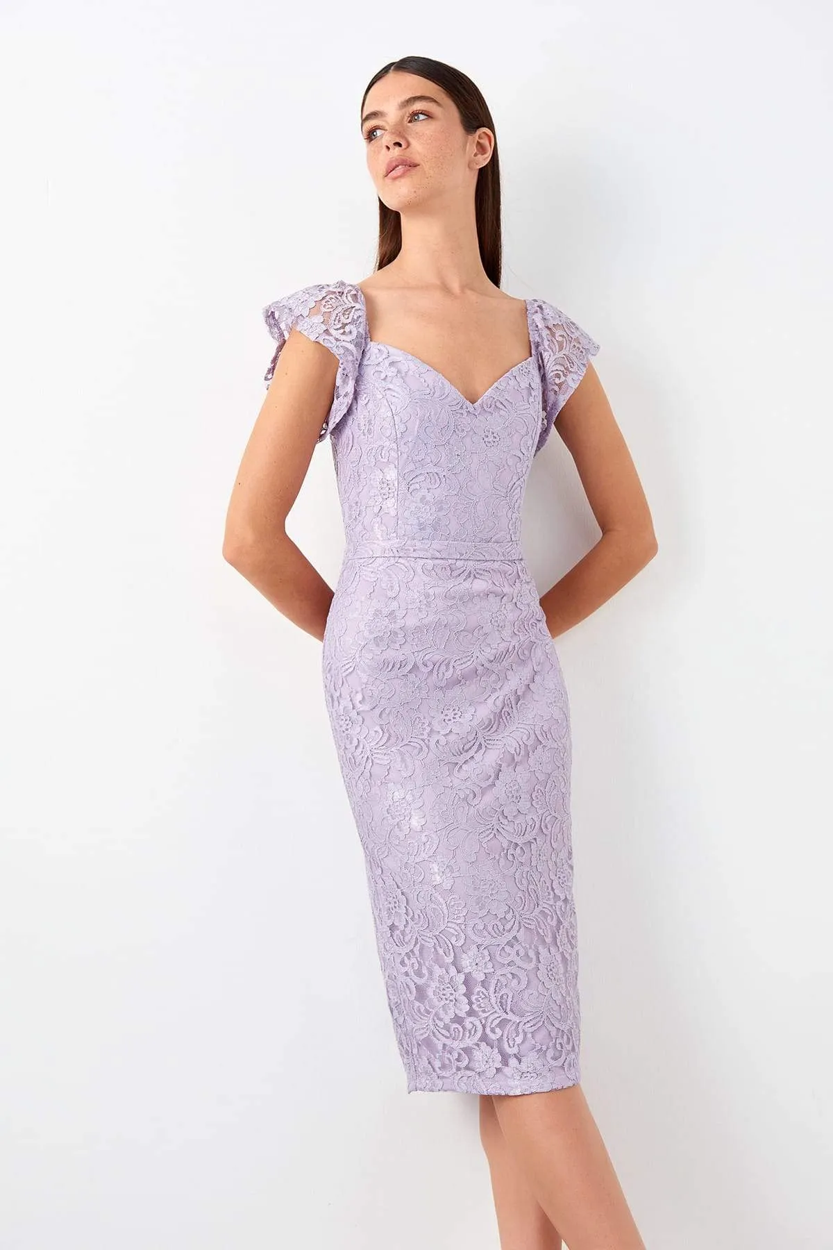 11699 Lilac Lace Pencil Dress