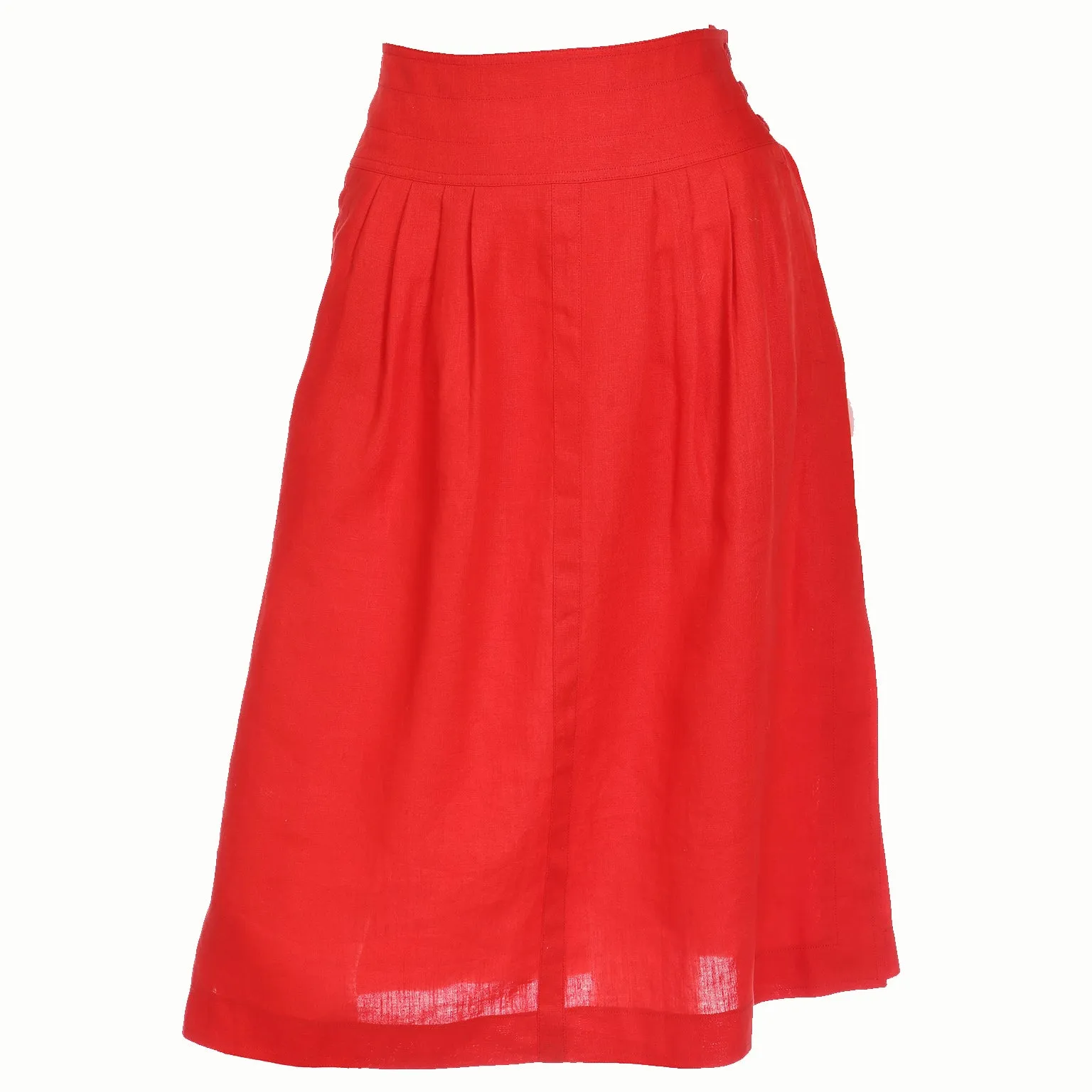 1980s Vintage G Gucci High Waist Red Linen High Waisted Skirt