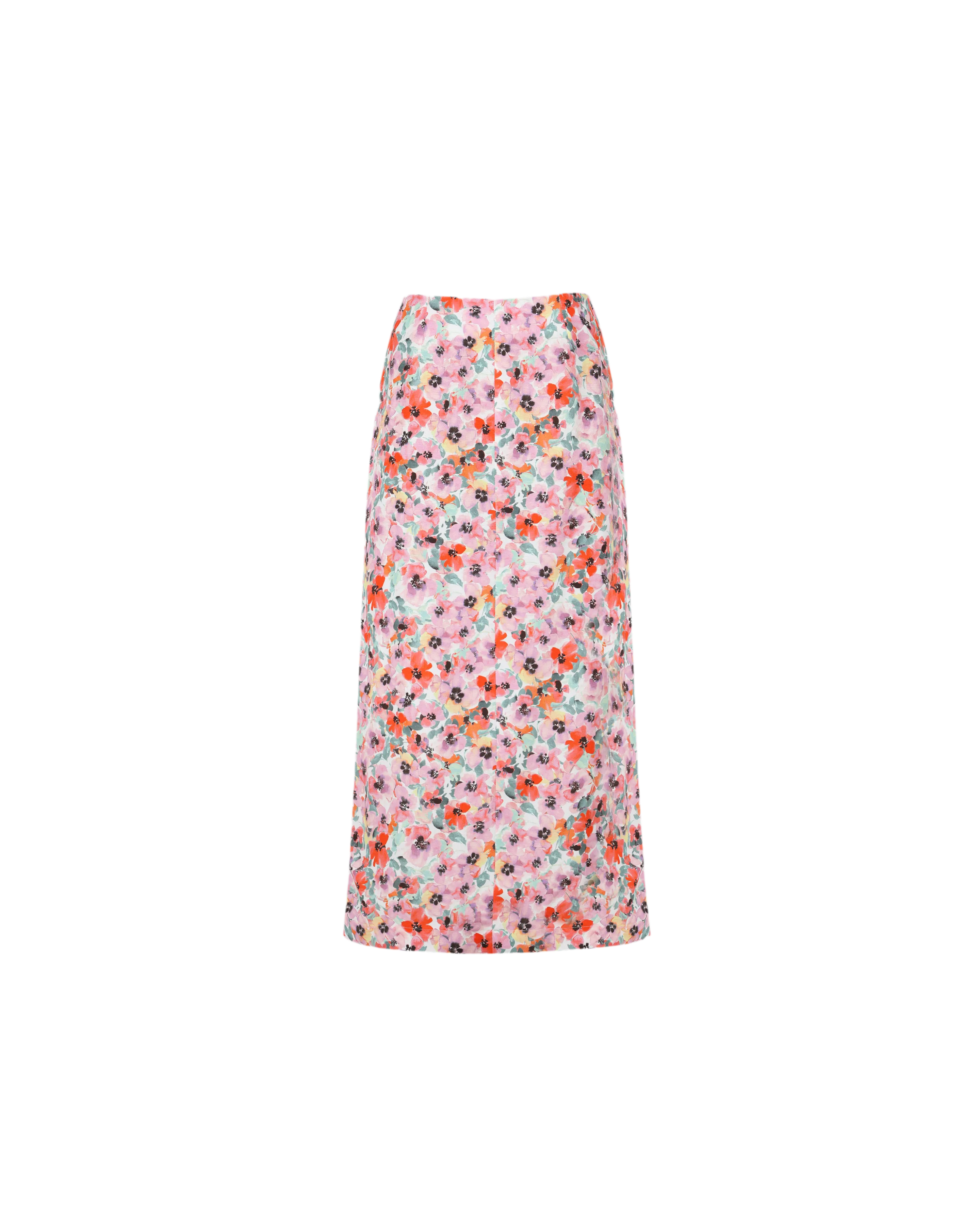 ALLEGRA LINEN SKIRT PANSY FLORAL