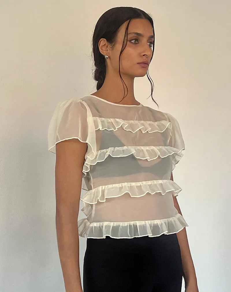 Amarissa Ruffle Top in Ivory Chiffon