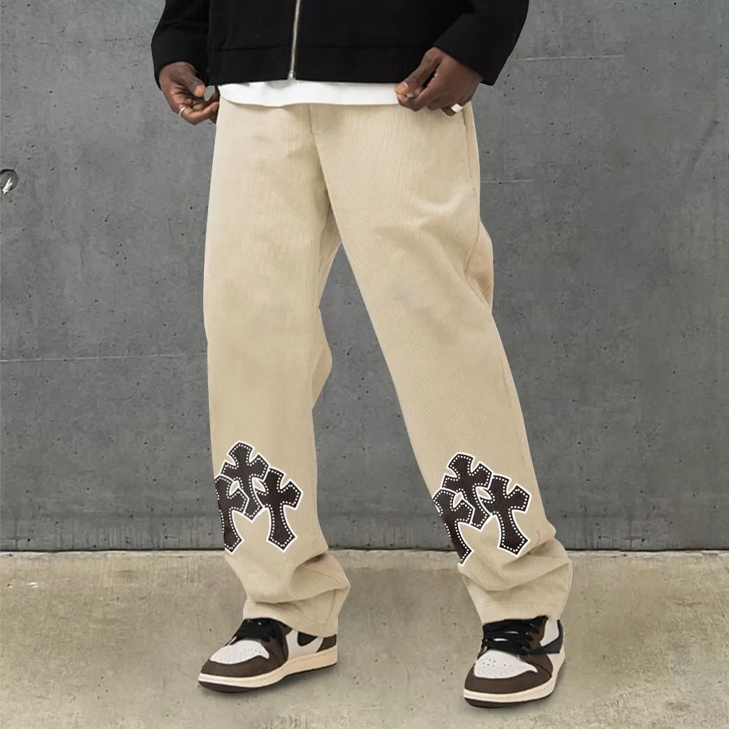 Casual corduroy cross street loose trousers