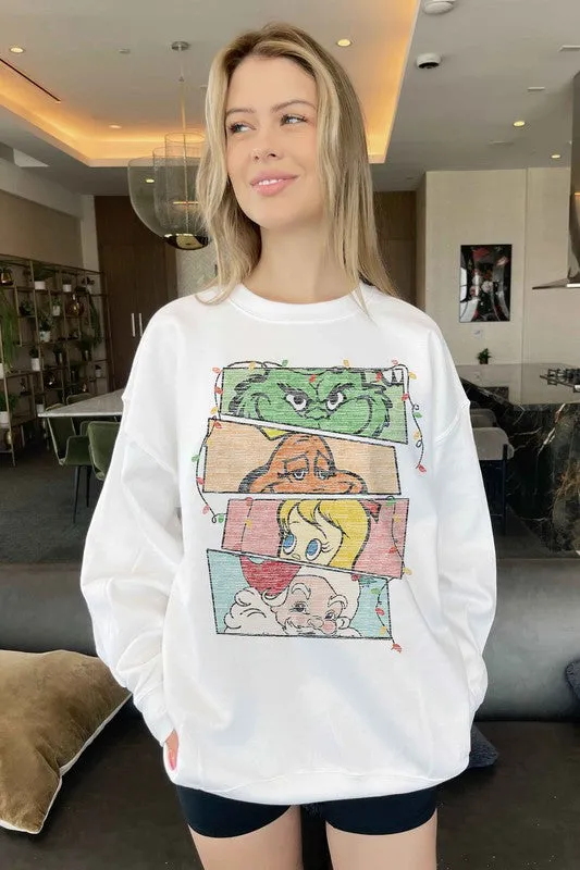 CHRISTMAS FACES GRAPHIC SWEATSHIRT