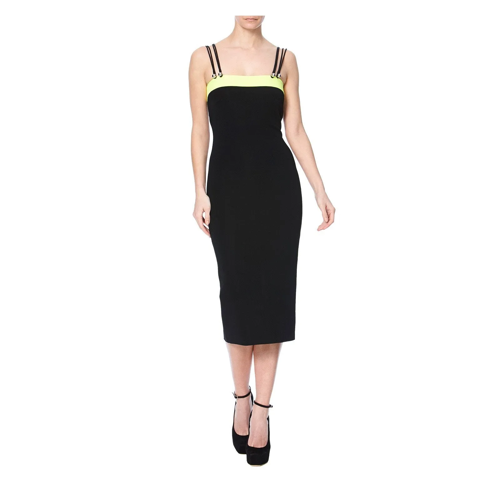 CONTRAST BAND PENCIL DRESS