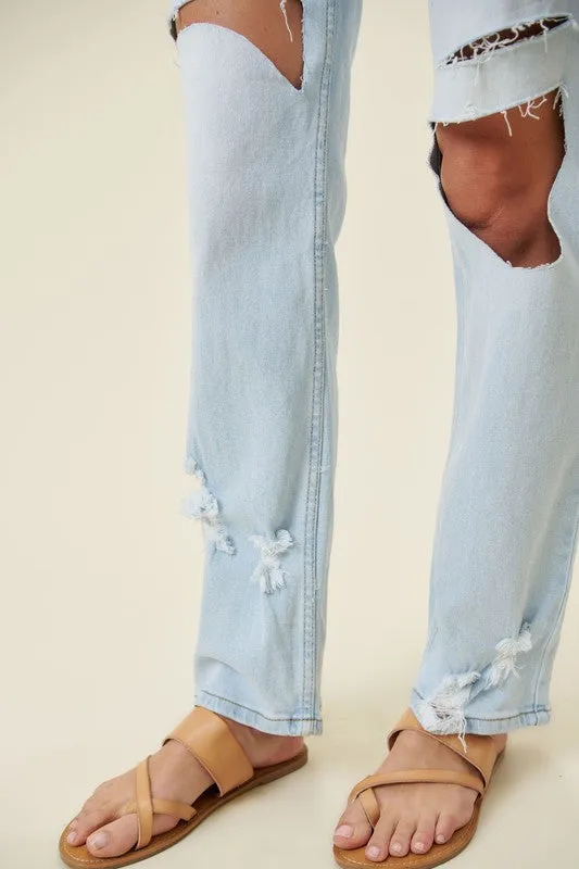 Distressed Wide Leg Jeans - online exclusive