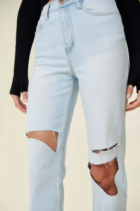 Distressed Wide Leg Jeans - online exclusive