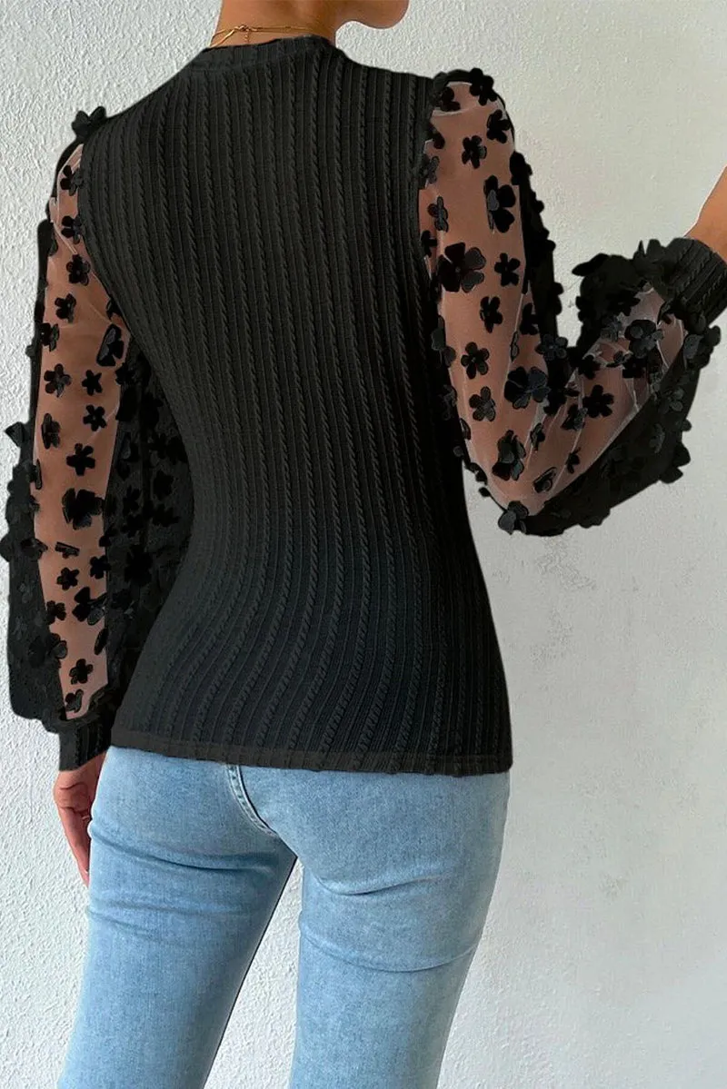 Elegant Solid Patchwork O Neck Tops