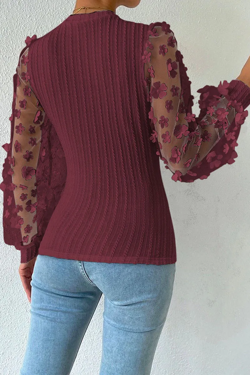 Elegant Solid Patchwork O Neck Tops