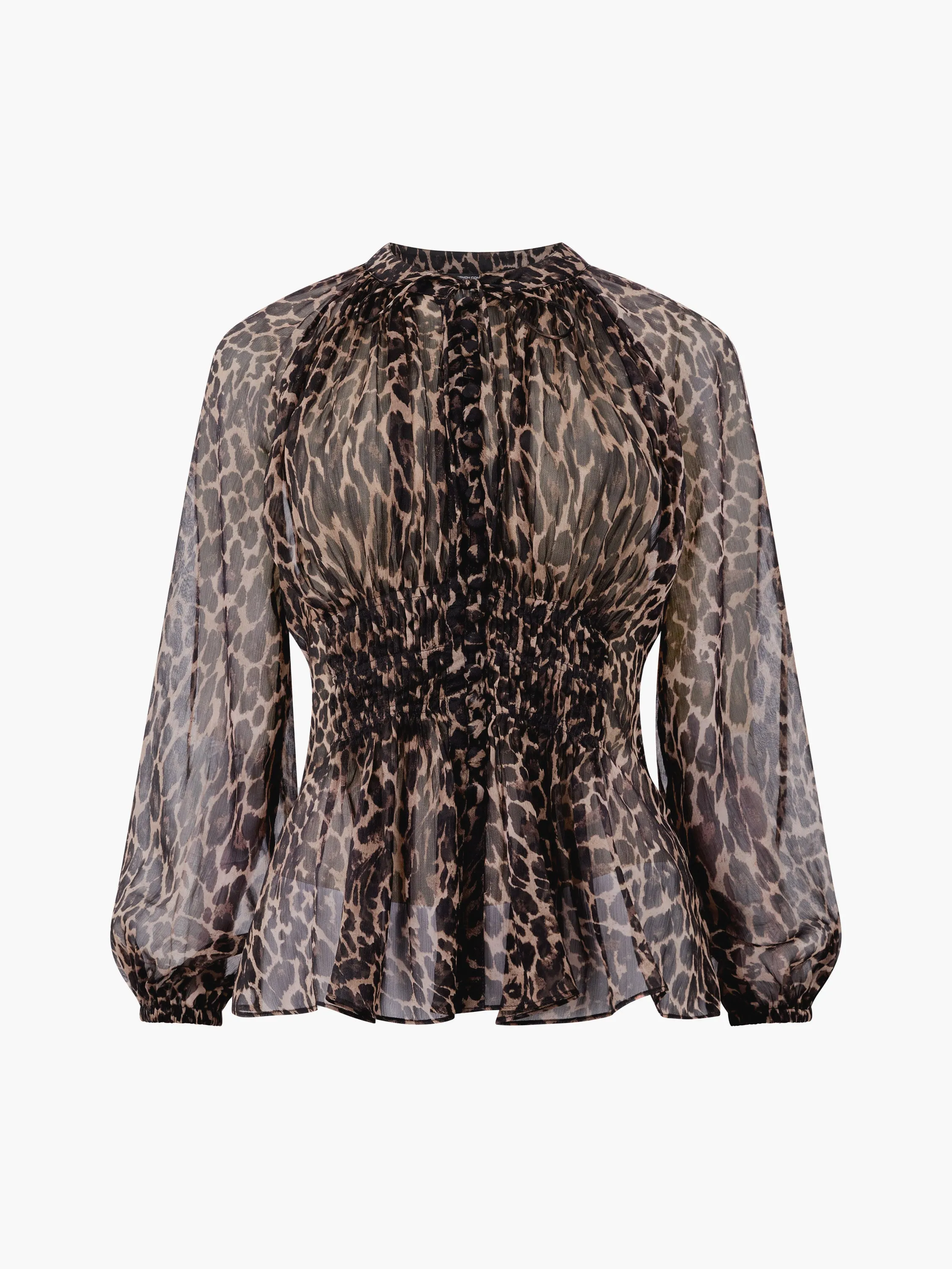 Emina Chiffon Leopard Print Long Sleeve Top