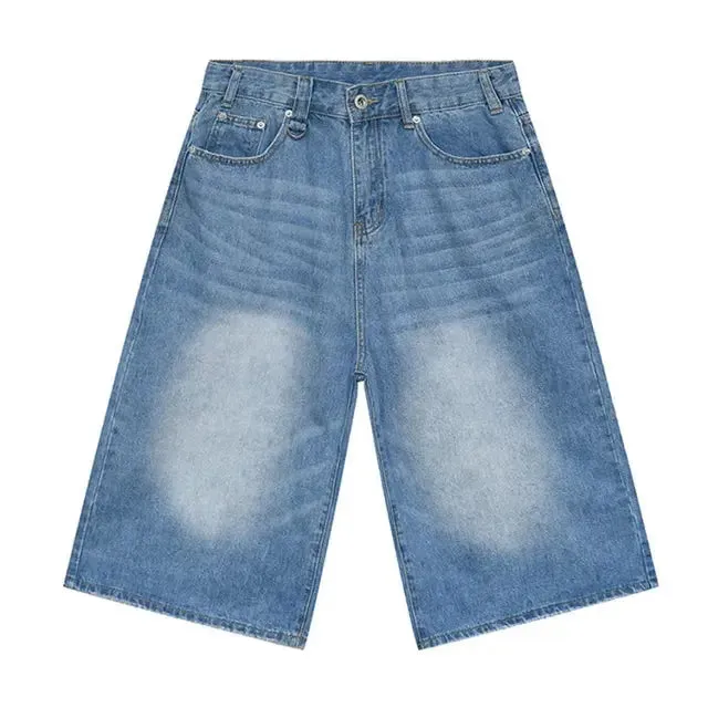 Faded Light Blue Baggy Long Jorts