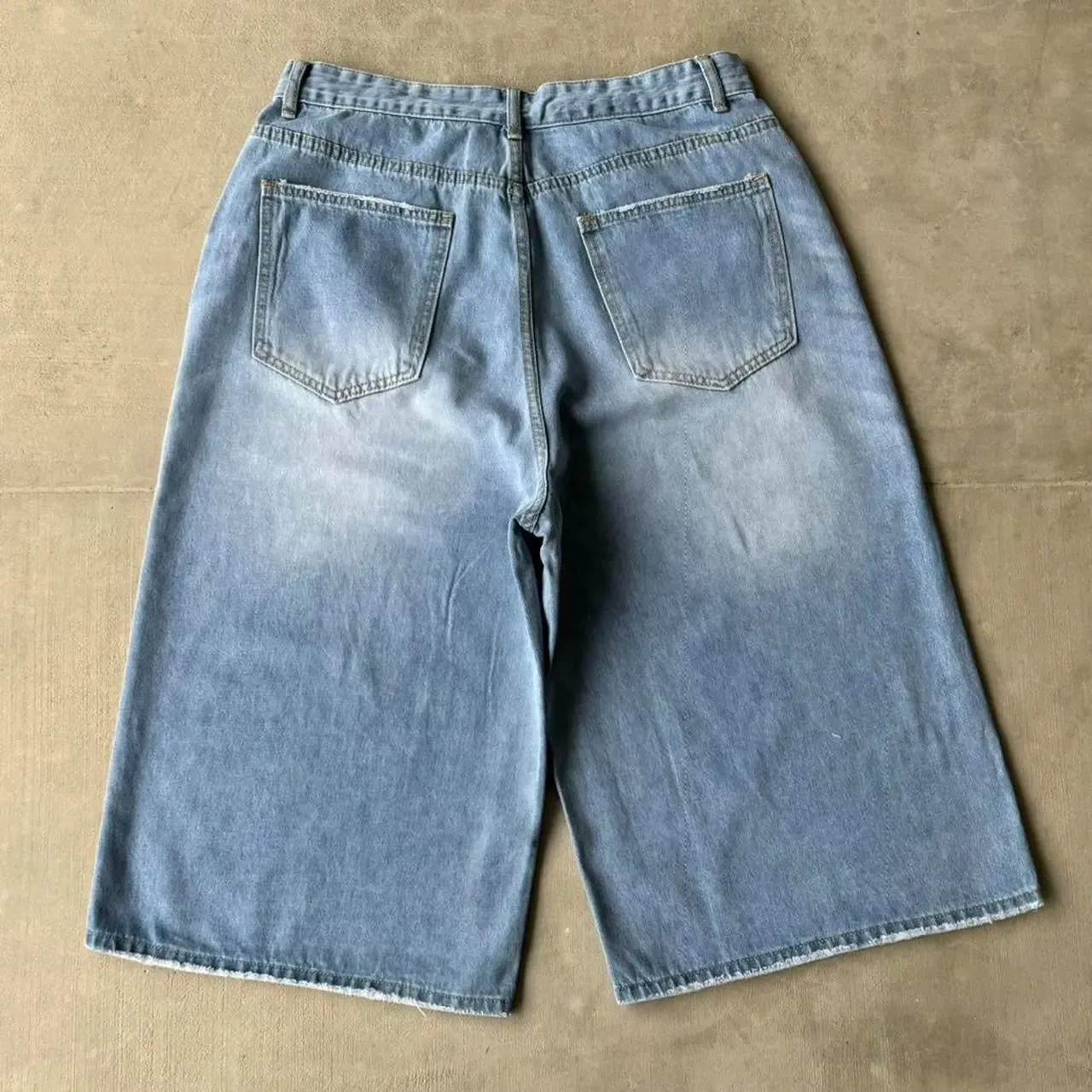 Faded Light Blue Baggy Long Jorts