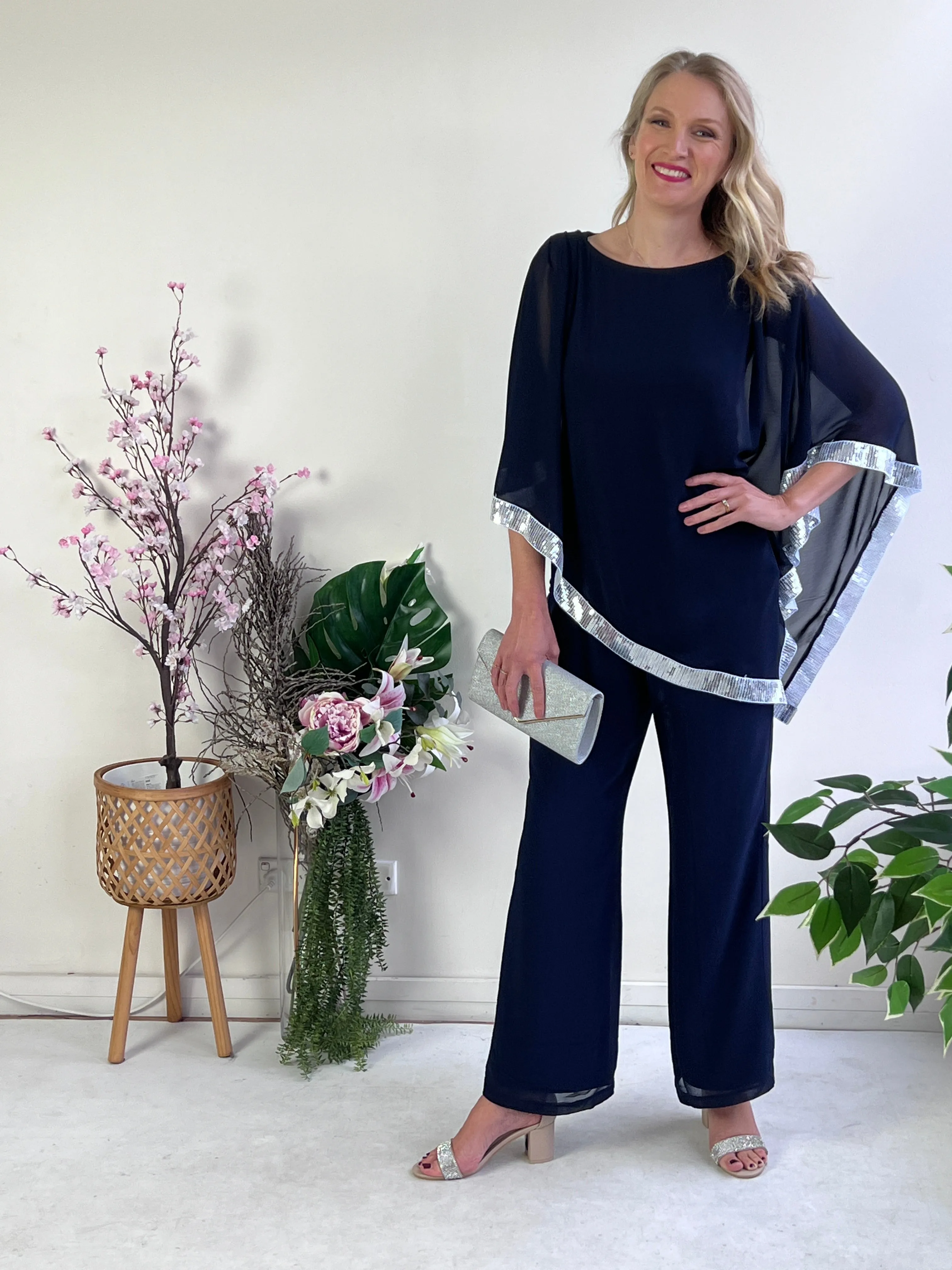 Faith Navy Chiffon Pants