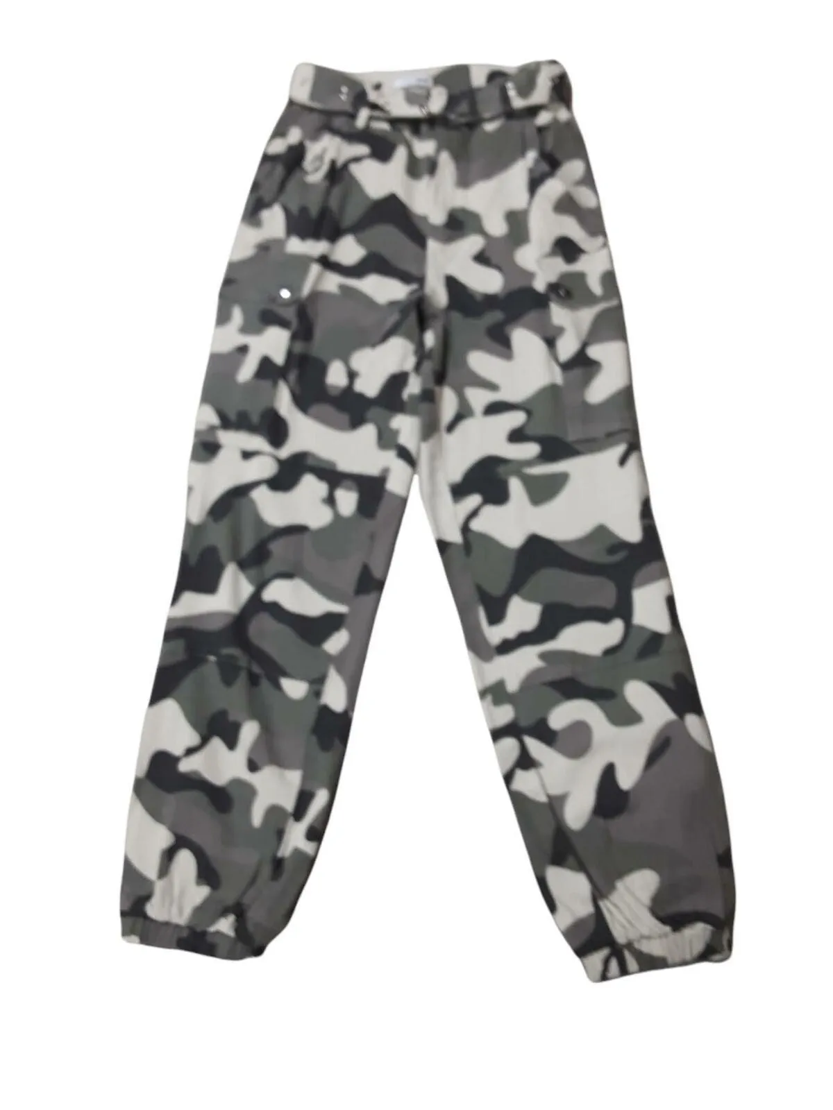 Fashion Nova Olive Green Nation Camo Joggers w/ Belt (Size: L)