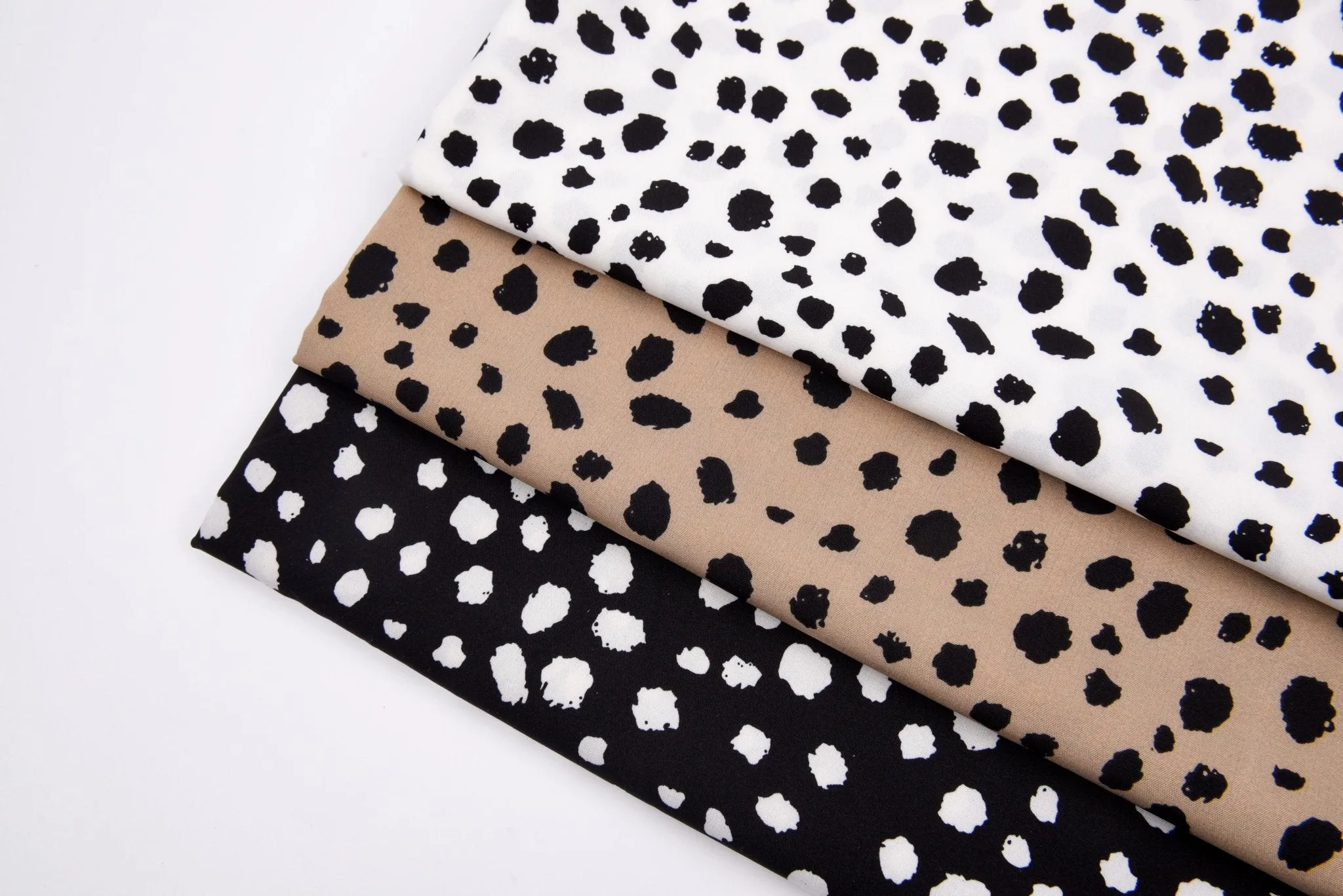 Four way Stretch Chiffon Cow Spots Printed