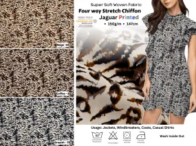 Four way Stretch Chiffon Jaguar Printed