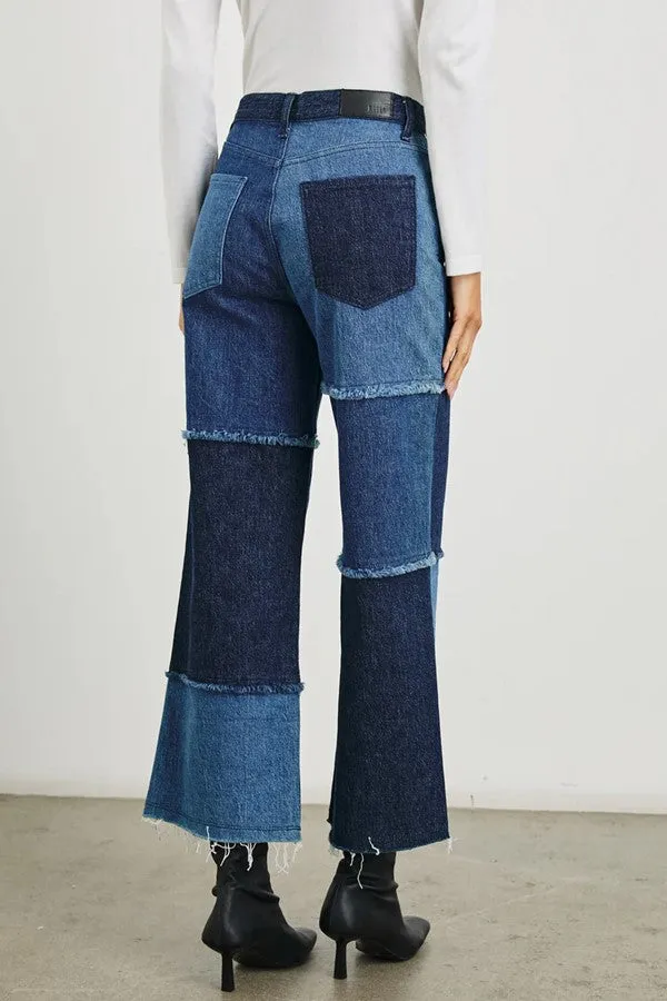 Getty Crop Wide Leg -Indigo Patchwork