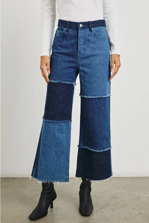 Getty Crop Wide Leg -Indigo Patchwork