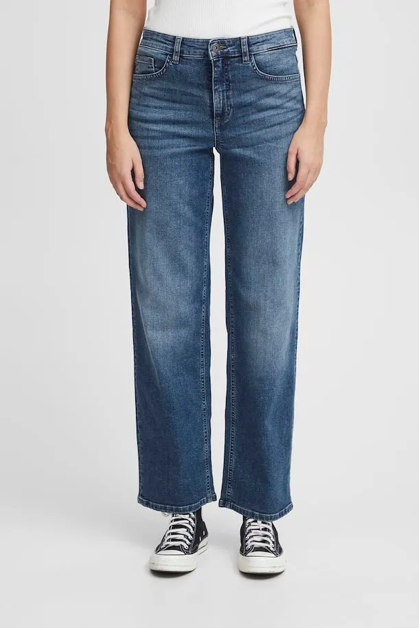 ICHI Twiggy Straight Denim Medium Blue Jeans