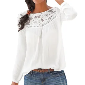 Long Sleeve Lace Patchwork Tops