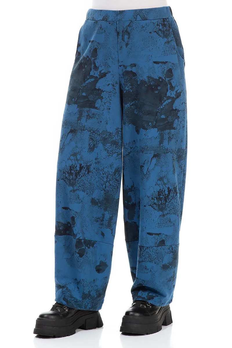 Loose Azure Marble Cotton Trousers