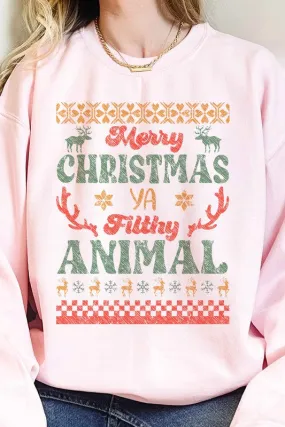 MERRY CHRISTMAS FILTHY ANIMAL OVERSIZED SWEATSHIRT