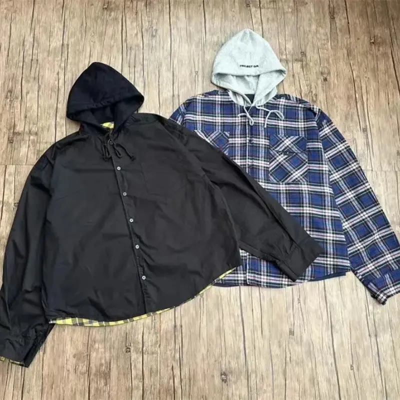 Oversized Vintage Reversible Flannel Hoodie