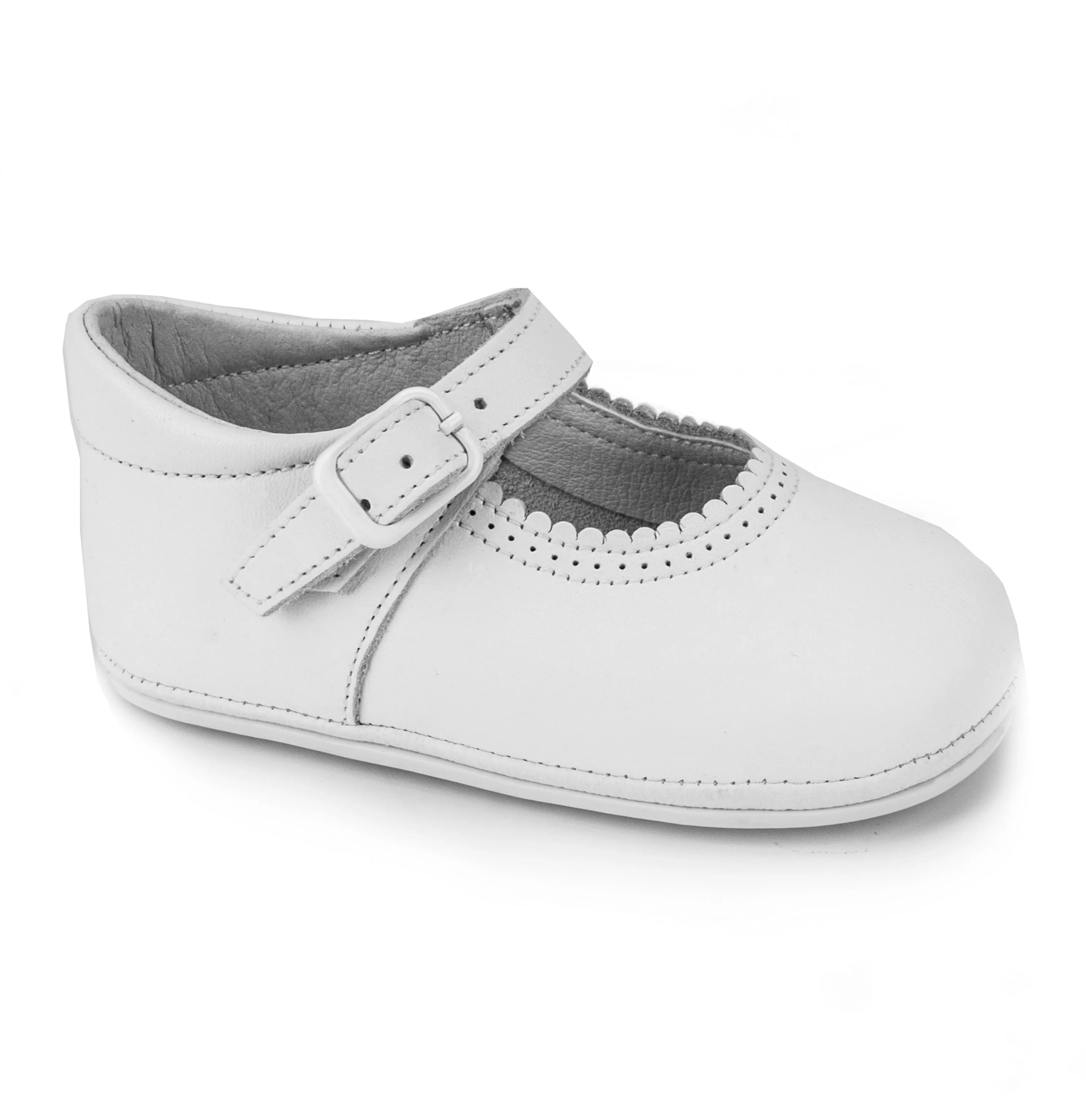 Patucos Soft Leather Mary Janes White Shoes for girls