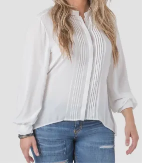 “Pleated” Curvy Tuxedo Top