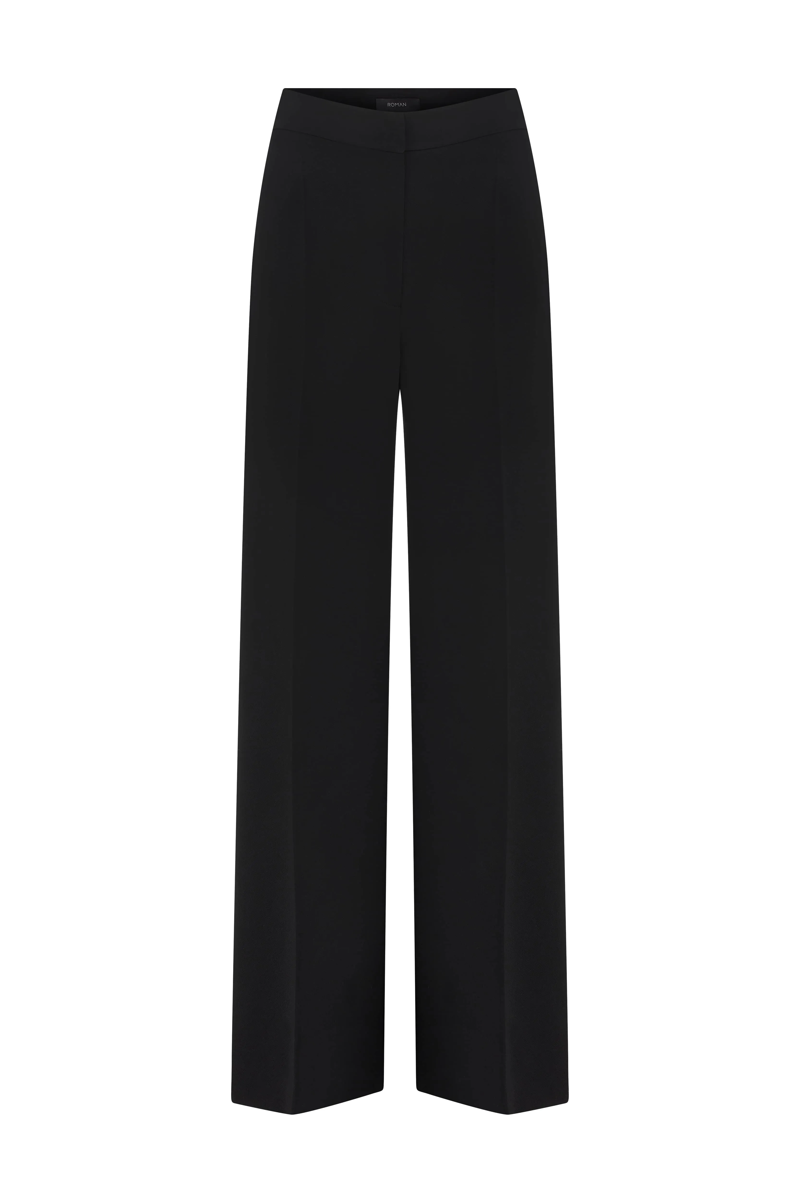 Roman Solid Crepe Loose Trousers Black