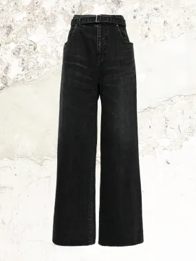 sacai belted wide-leg jeans