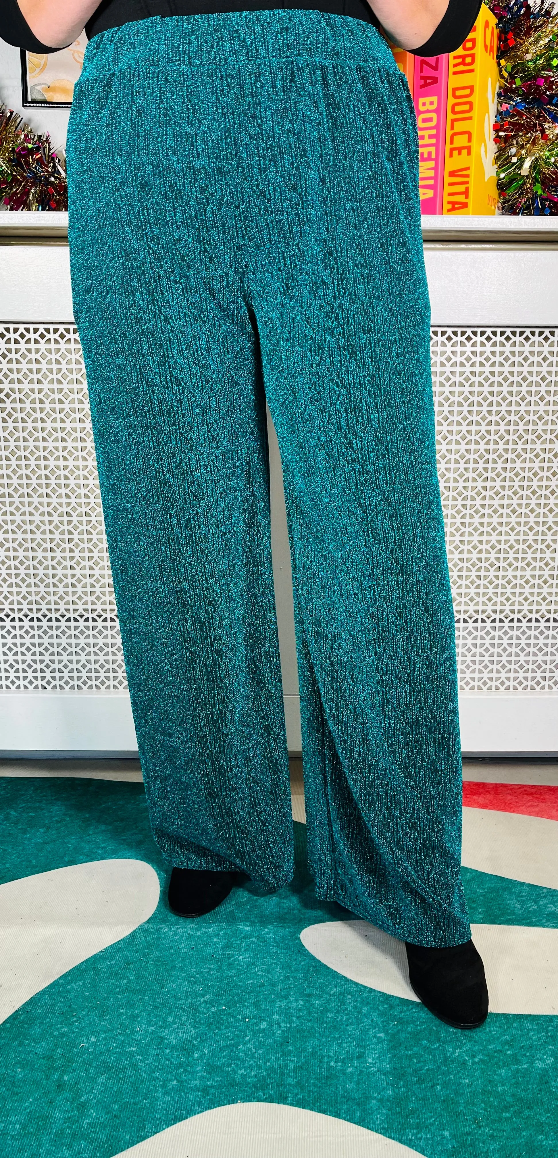 Stella Sparkle Wide Leg Trousers - Jade Green